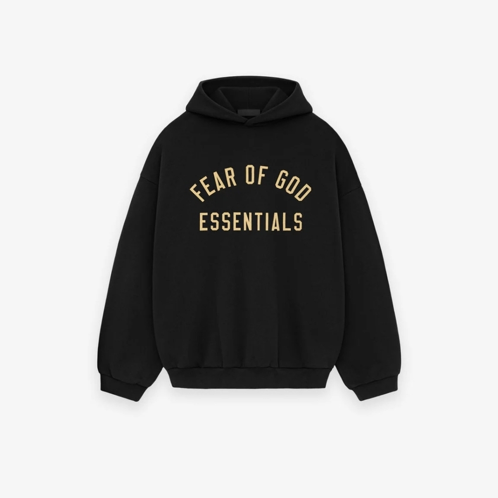 Fear of God Essentials Black Sweatshirt with Gold Text